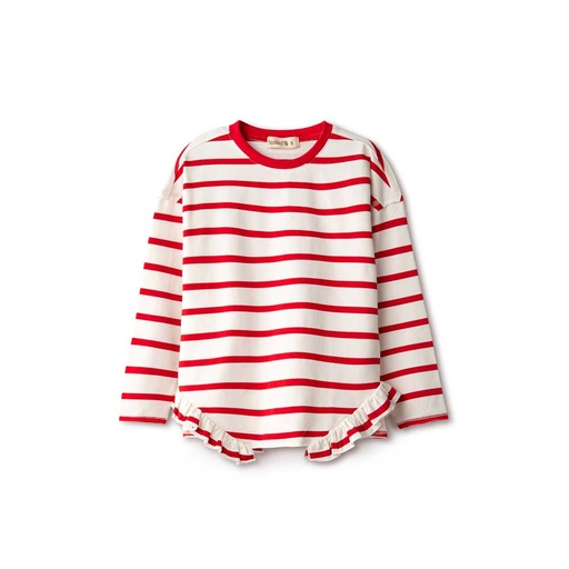RUFFLE STRIPED SWEATSHIRT